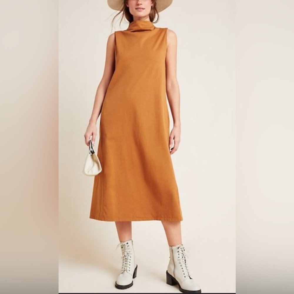 Anthropologie Sleeveless Khaki Midi Dress